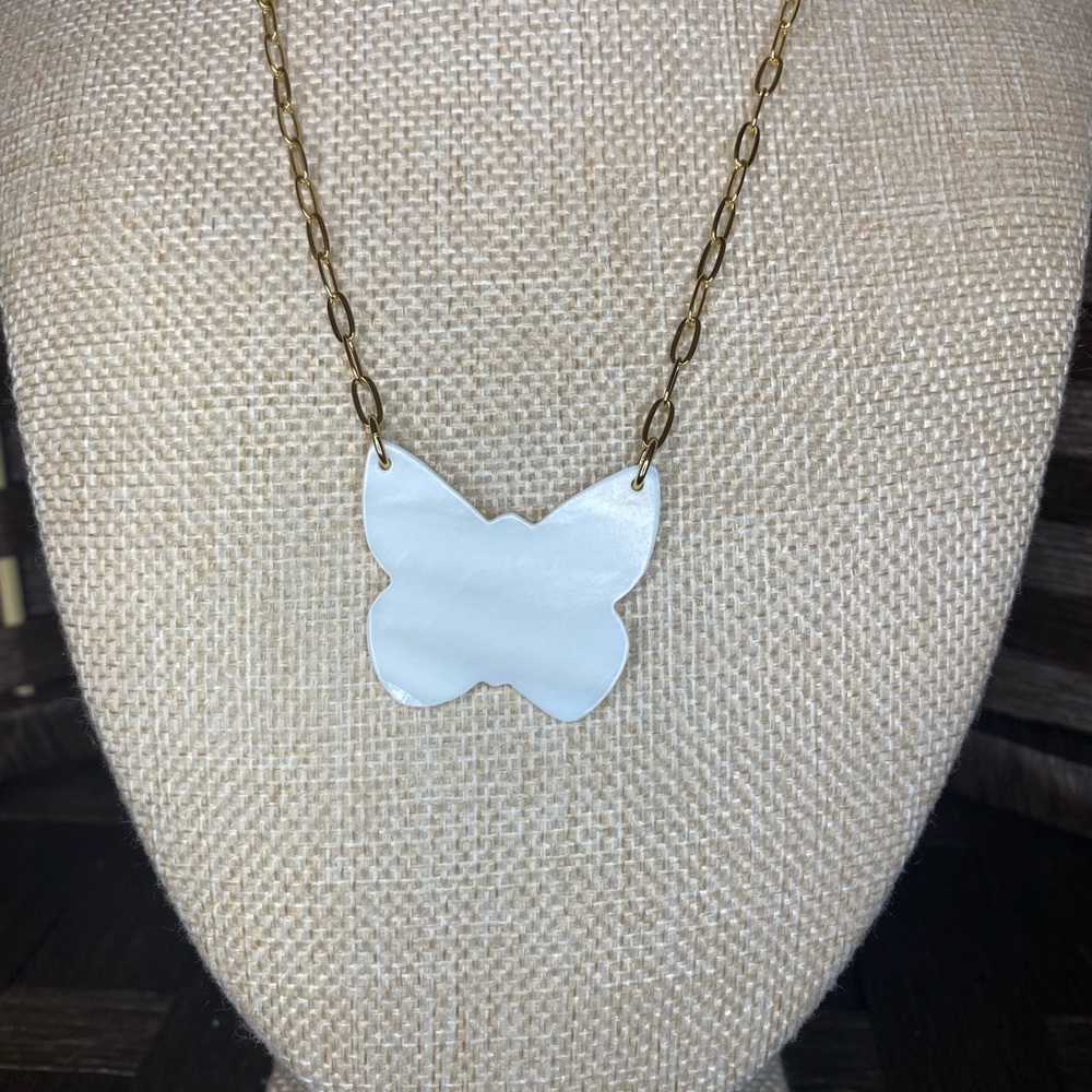 Park Lane Elegant Mother of Pearl Butterfly Pendant Necklace - Picture 2 of 2